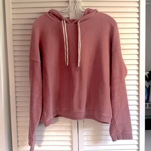 Aerie pink ribbed cropped hoodie
